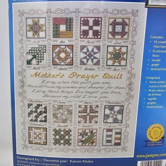 JANLYNN COUNTED CROSS STITCH KIT MOTHERS PRAYER 2001 15" X 18" NEW - Picture 3 of 4